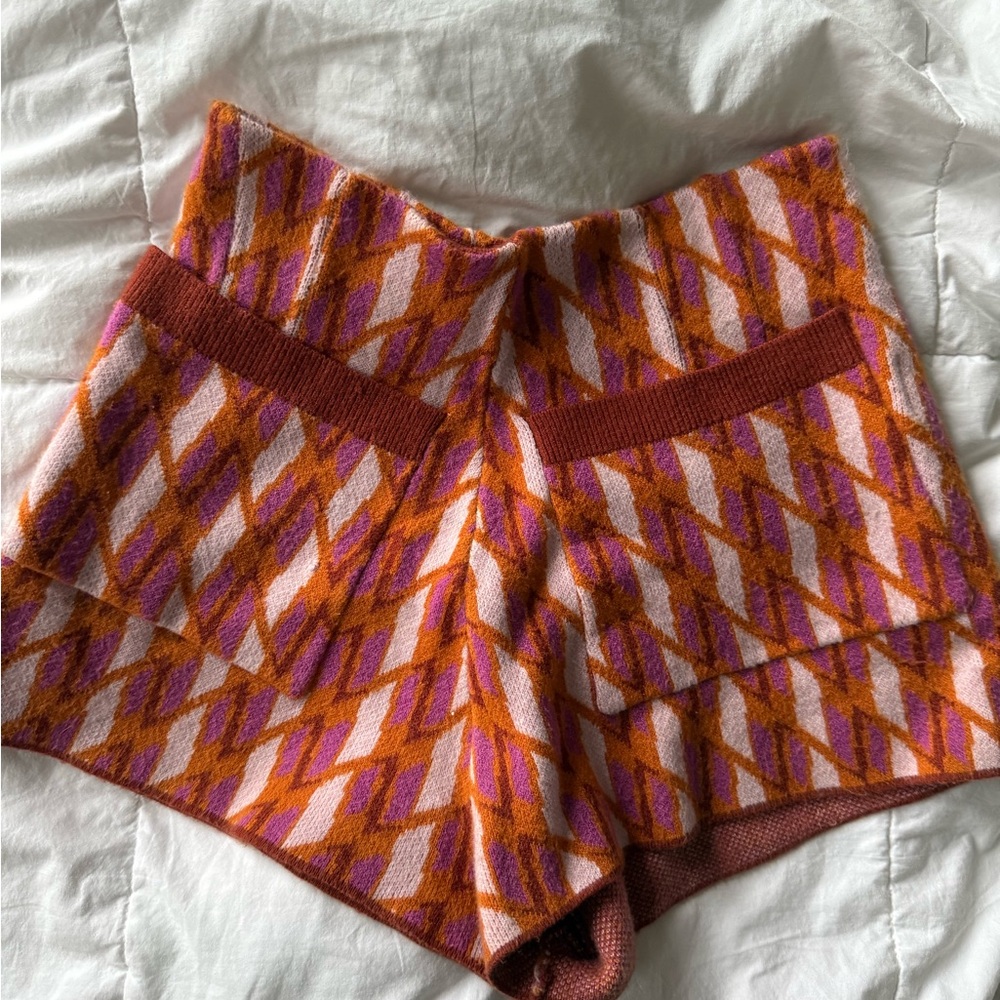 Free People Multicolor Geometric Knit Shorts